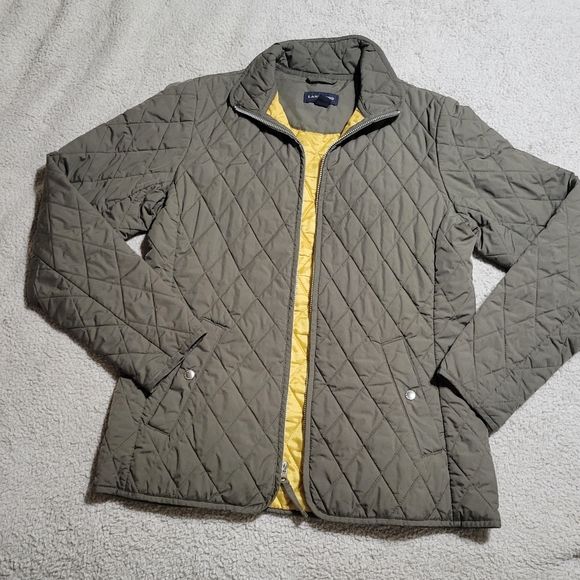 Lands' End Jackets & Blazers - Lands' End Women's Quilted Puffer Jacket - Olive and Yellow Sz 2-4